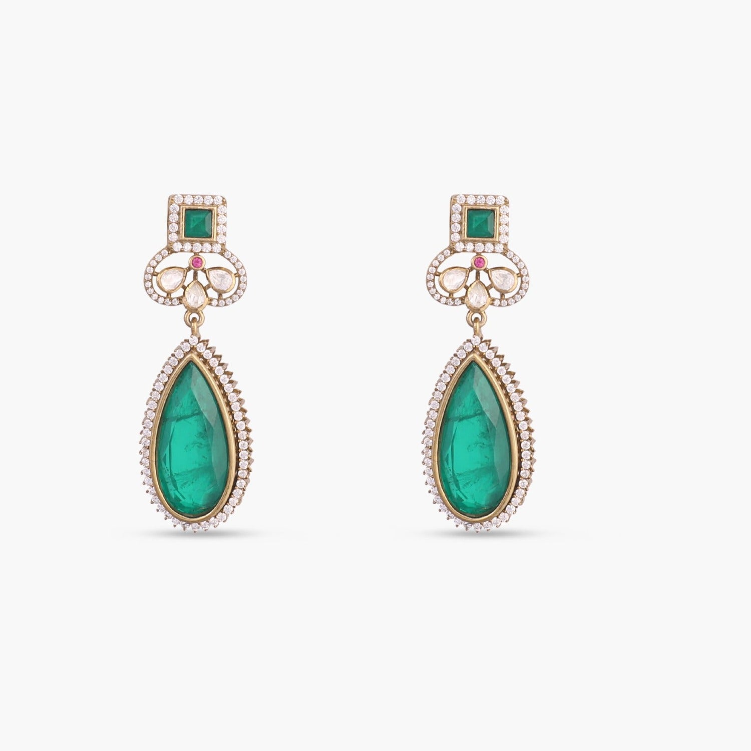 Earrings Ahad Moissanite and Gemstone Silver Drop Earrings