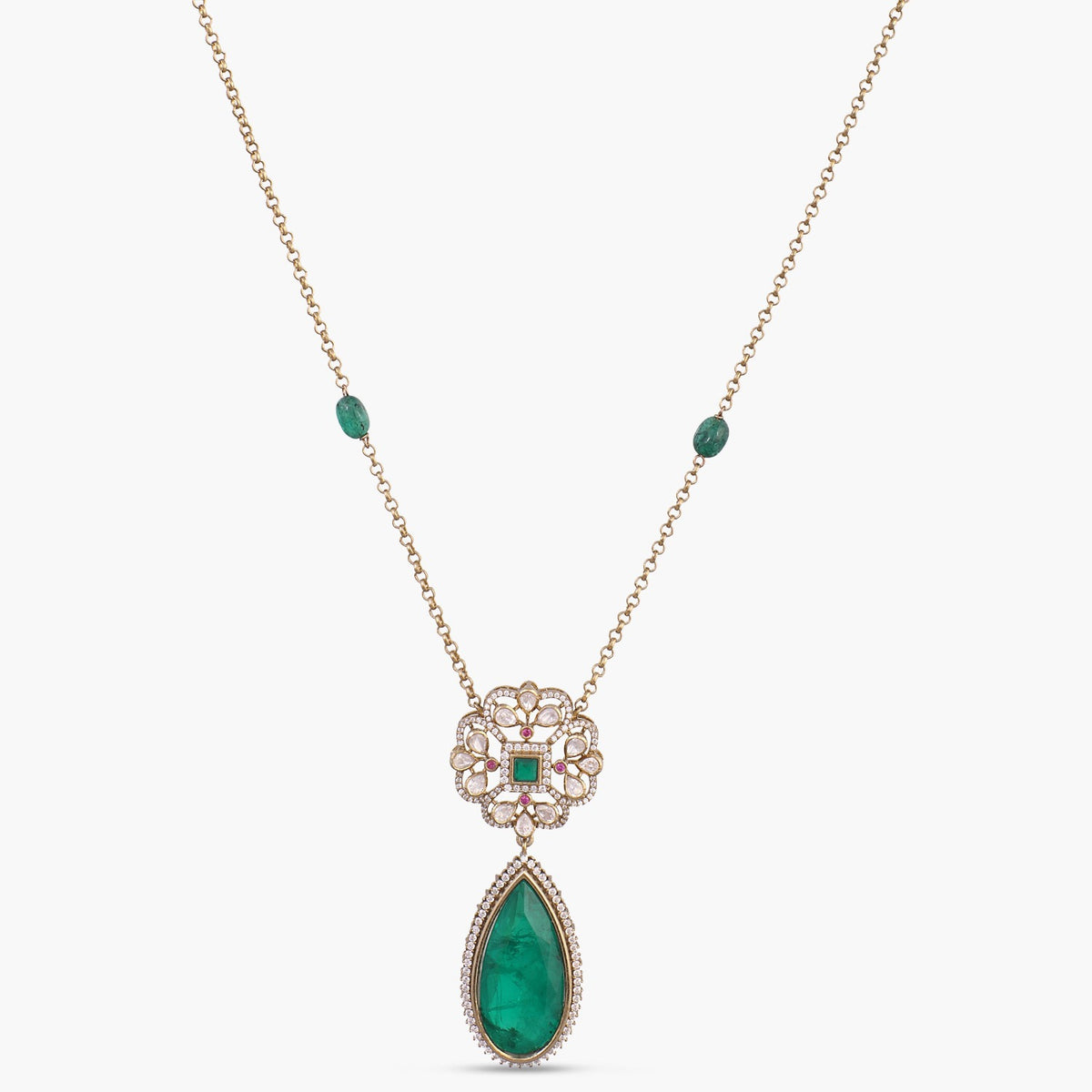 Saira Moissanites and Gemstone Pendant Necklace