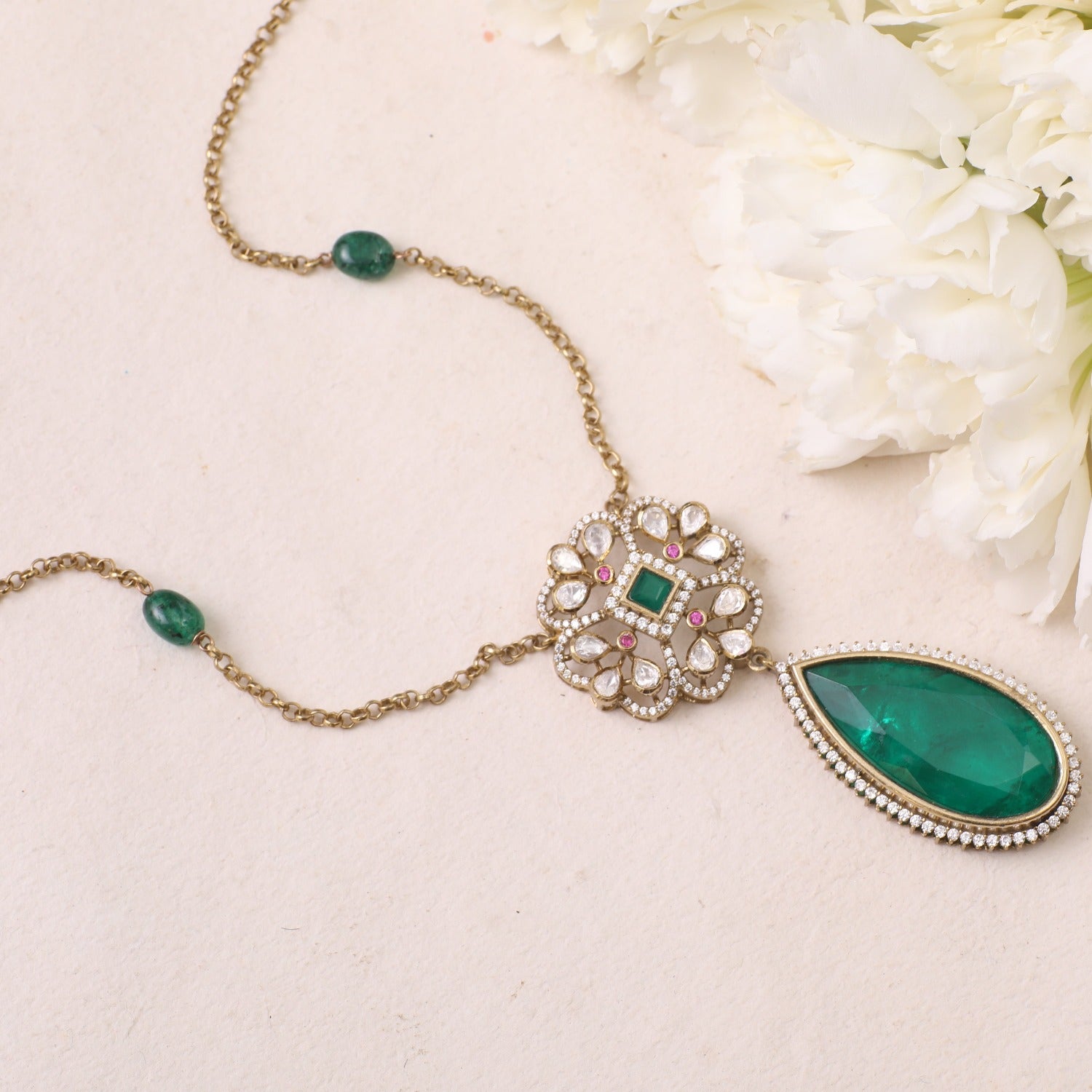 Pendants Saira Moissanites and Gemstone Pendant Necklace