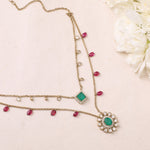 Necklace Aarzoo Moissanites and Gemstone Silver Layered Necklace