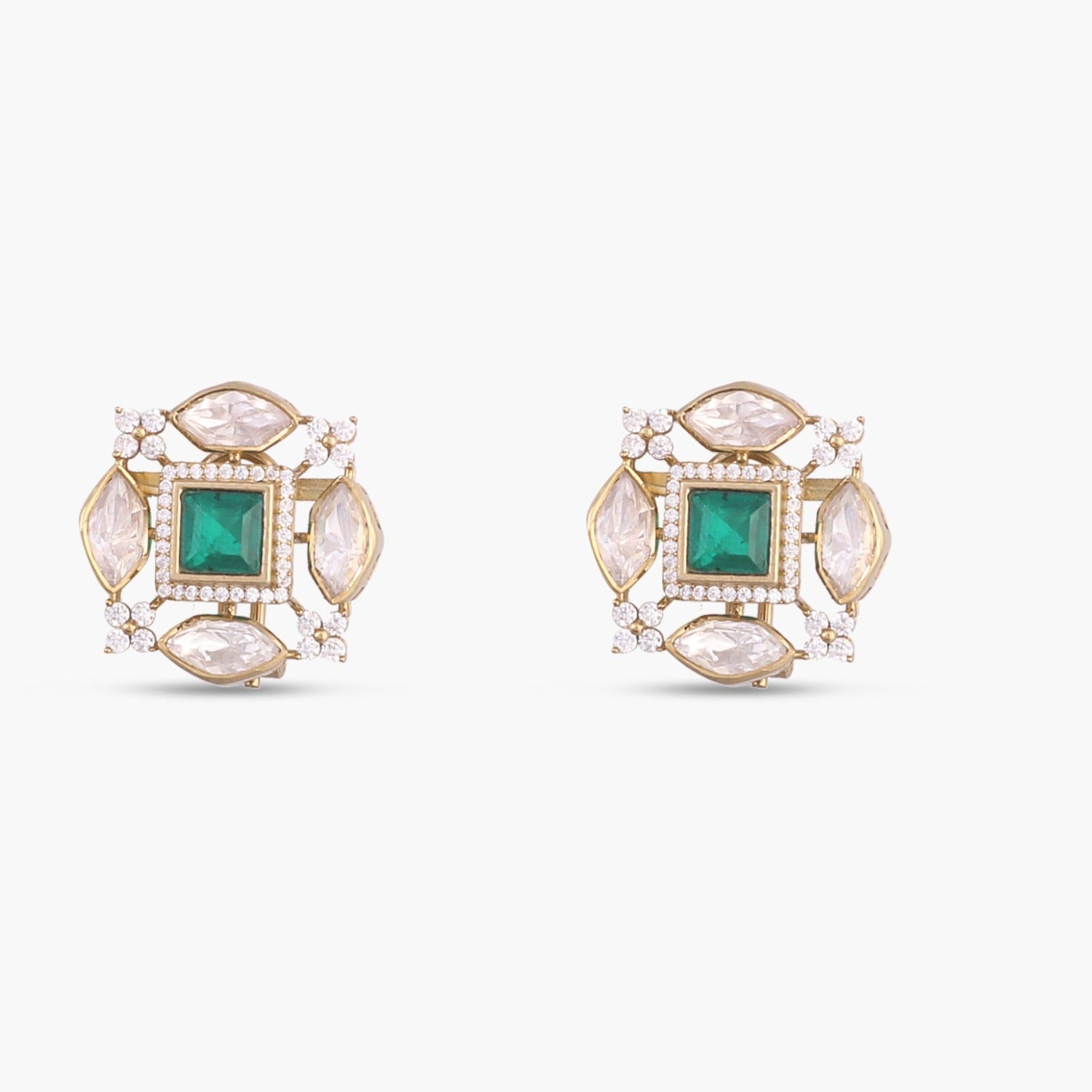 Earrings Gauhar Moissanites and Gemstone Silver Stud Earrings
