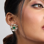 Earrings Gauhar Moissanites and Gemstone Silver Stud Earrings