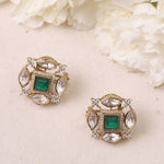 Earrings Gauhar Moissanites and Gemstone Silver Stud Earrings