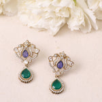 Earrings Mahnoor Moissanite and Gemstone Silver Drop Earrings