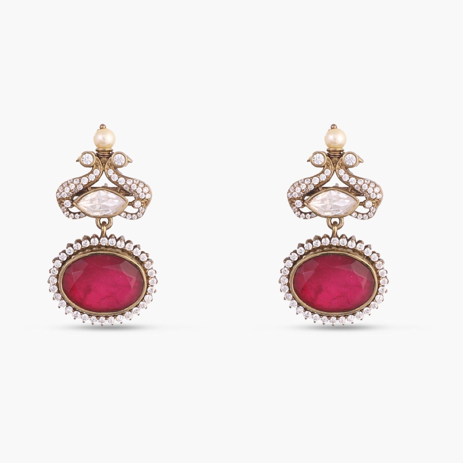 Earrings Aqsa Moissanite and Gemstone Silver Drop Earrings