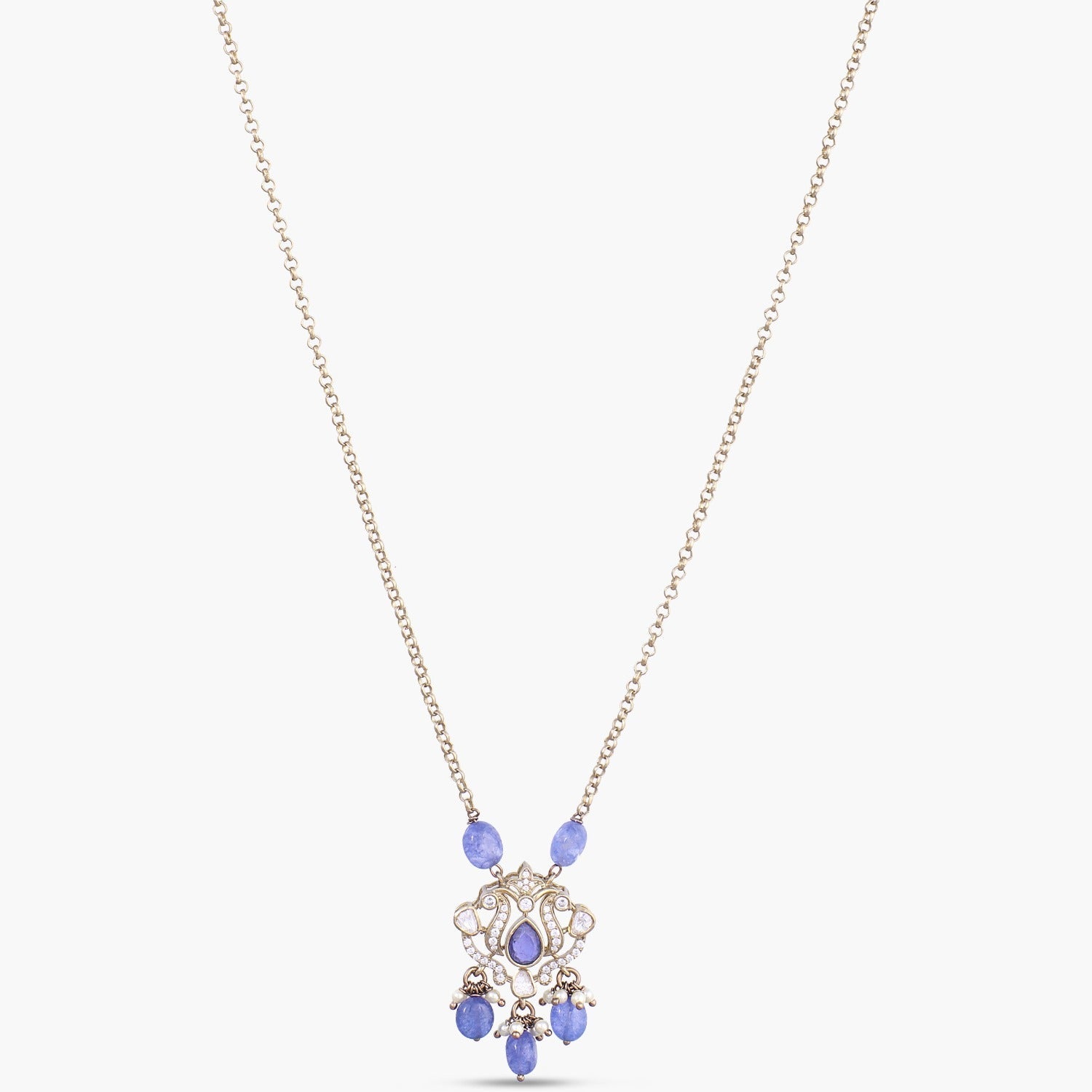 Pendants Sahar Moissanites and Gemstone Silver Pendant Necklace