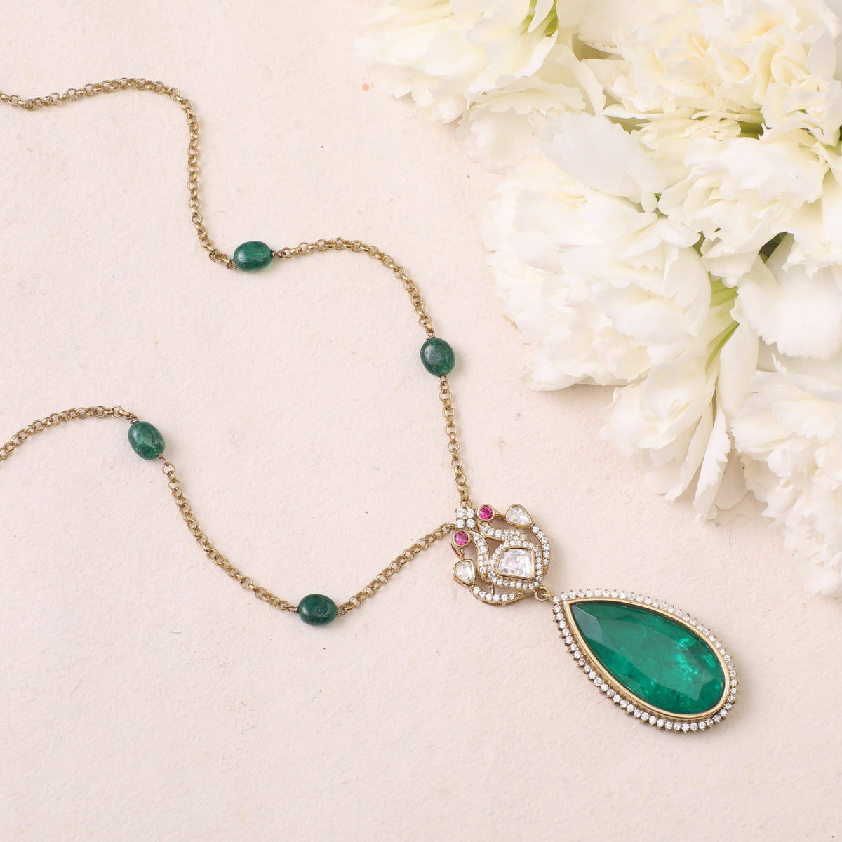 Pendants Aiza Moissanite and Gemstone Silver Pendant Necklace