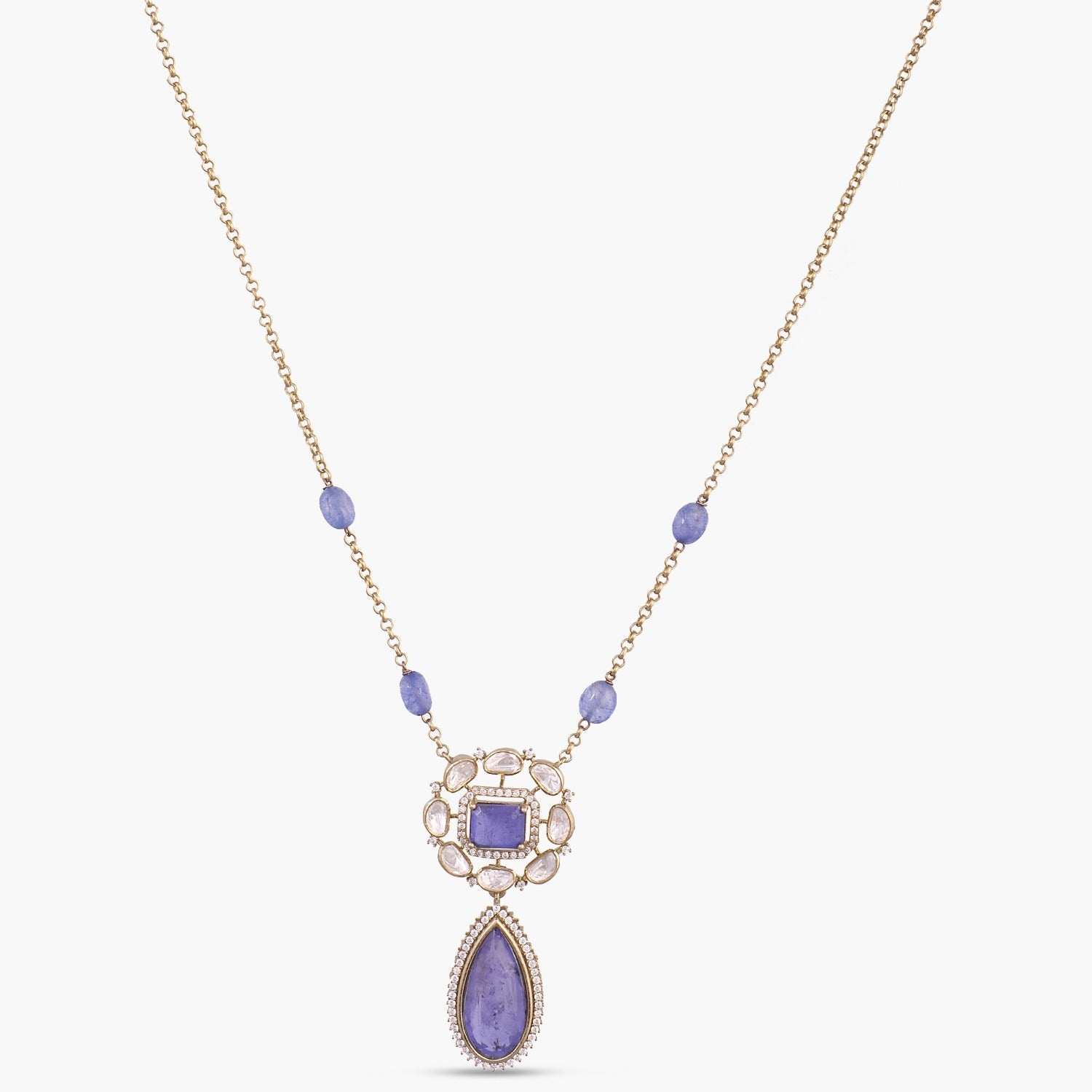 Pendants Gulzar Moissanite and Gemstone Silver Pendant Necklace