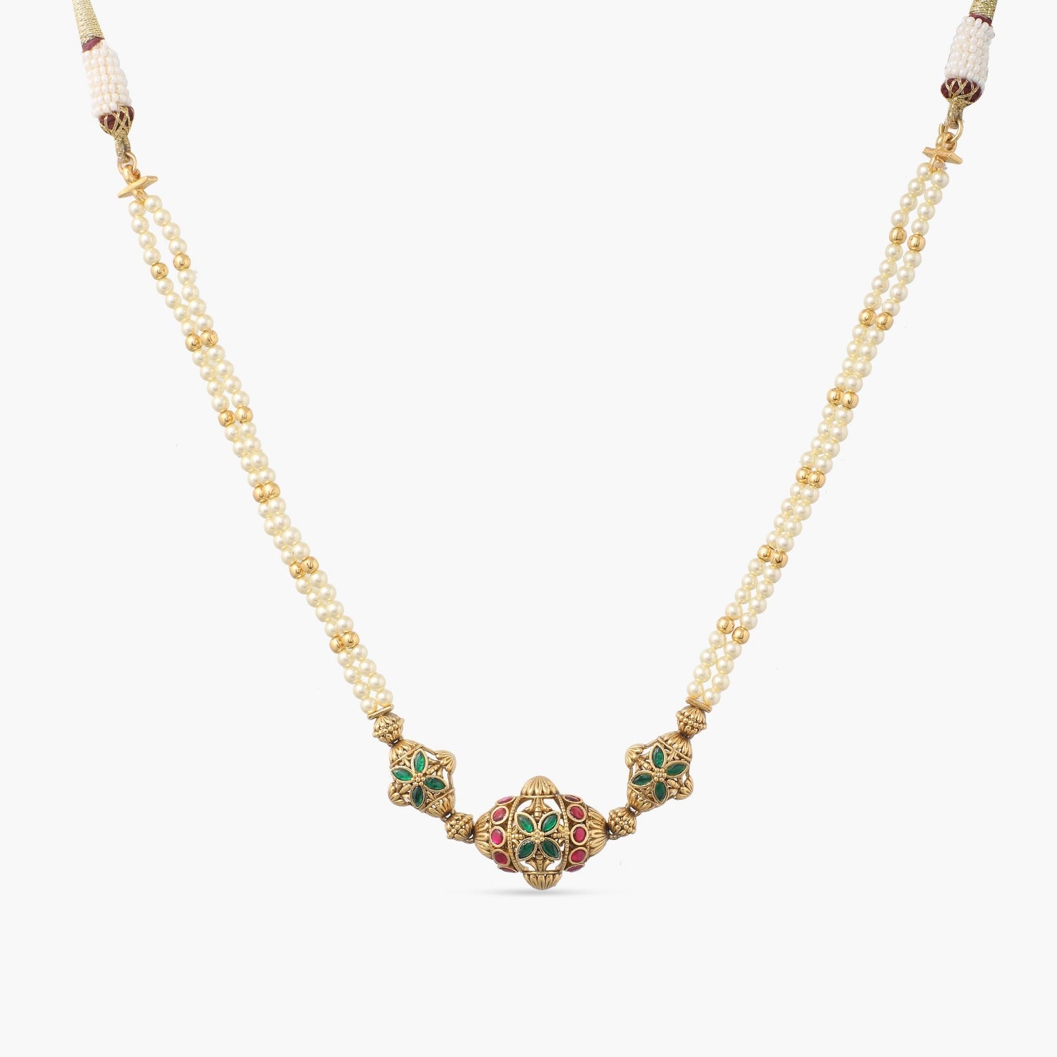 Necklaces Regal Jadau and Pearl Silver Choker