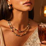Necklaces Cosmic Navaratna Radiance Layered Silver Necklace
