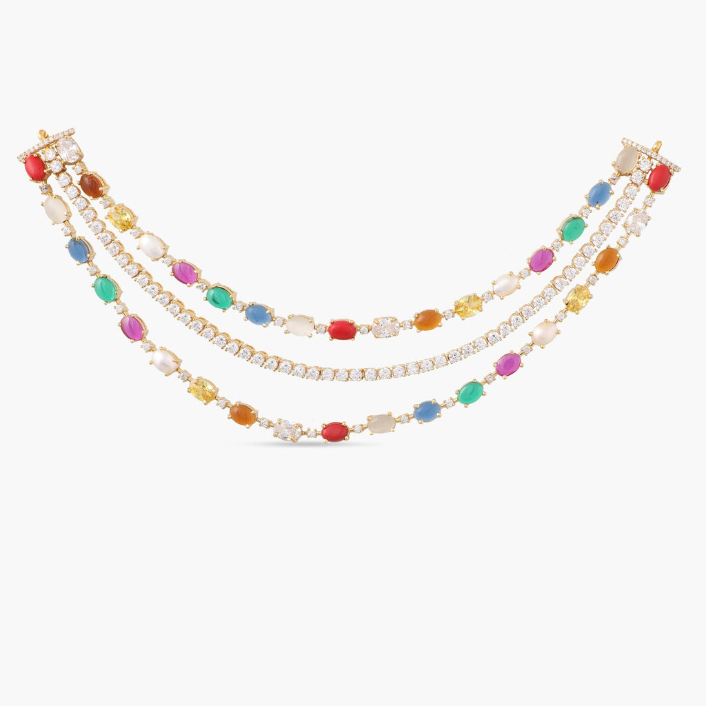 Multi Color Stone Necklace Jewelry Navratan stone Necklace String necklace  925 — Discovered