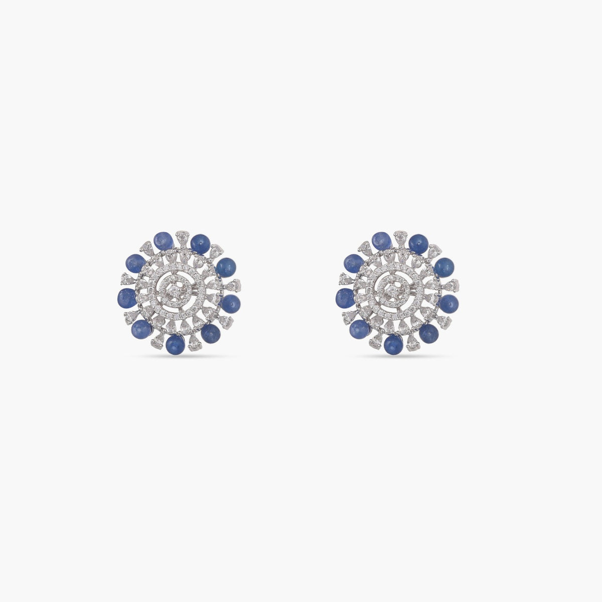 Radiant Blue Oasis Silver CZ Stud Earrings 