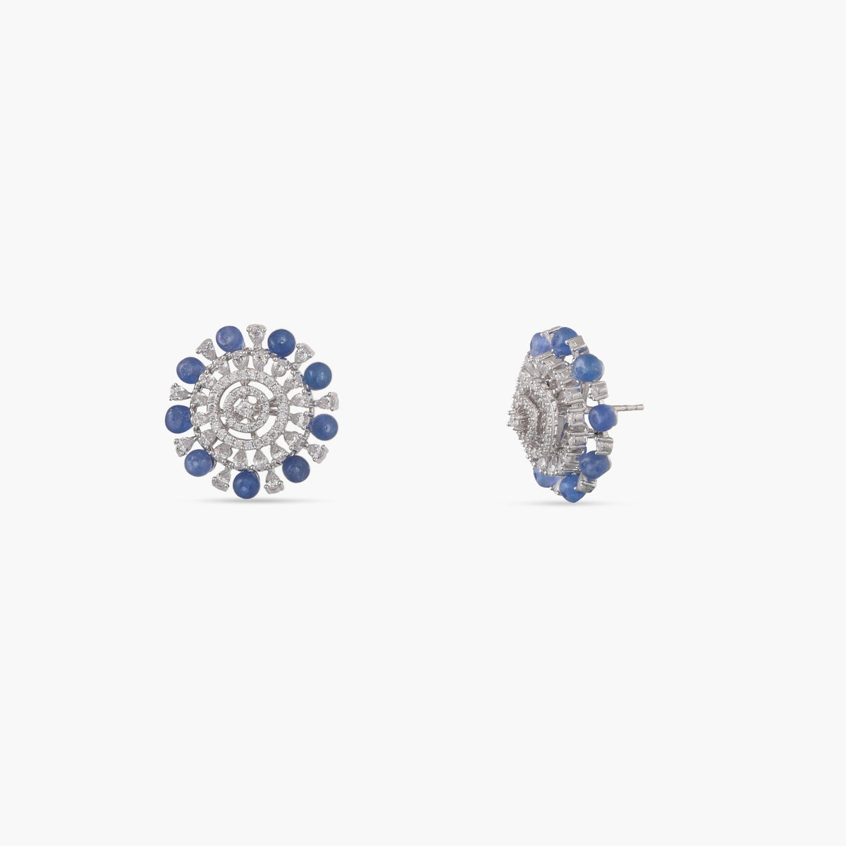 Radiant Blue Oasis Silver CZ Stud Earrings 