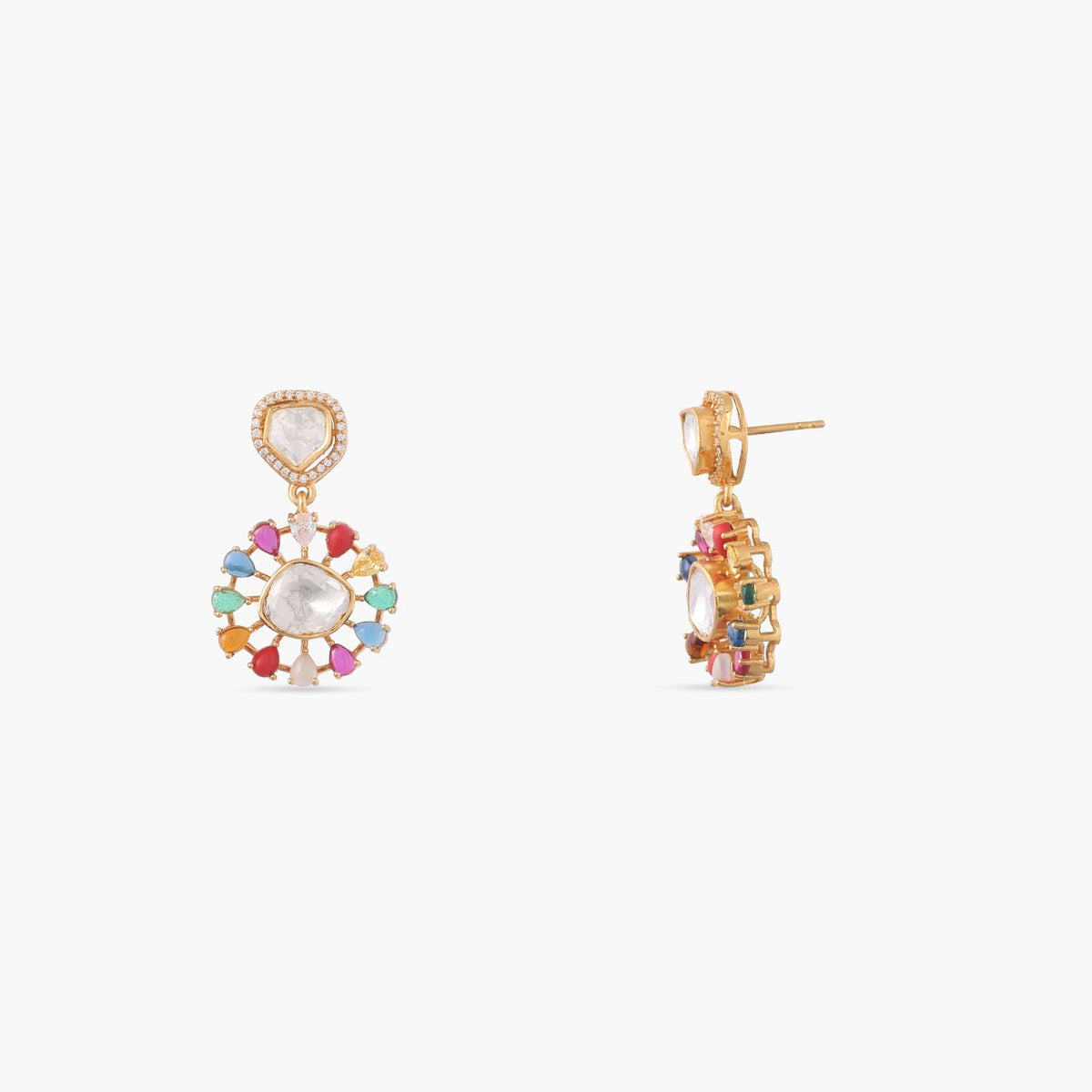 Earrings Navaratna and Moissanites Brilliance Silver Drop Earrings