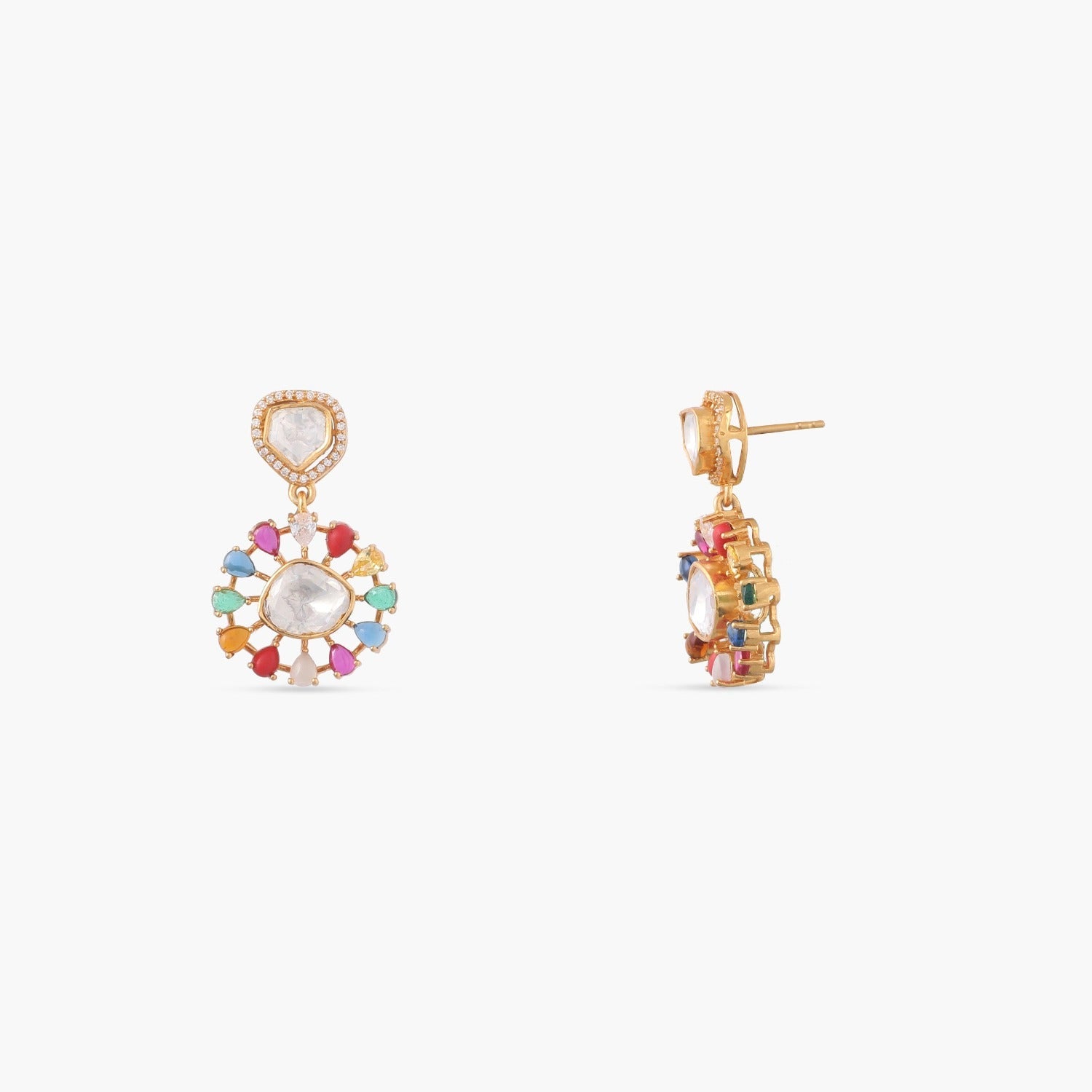 Earrings Navaratna and Moissanites Brilliance Silver Drop Earrings