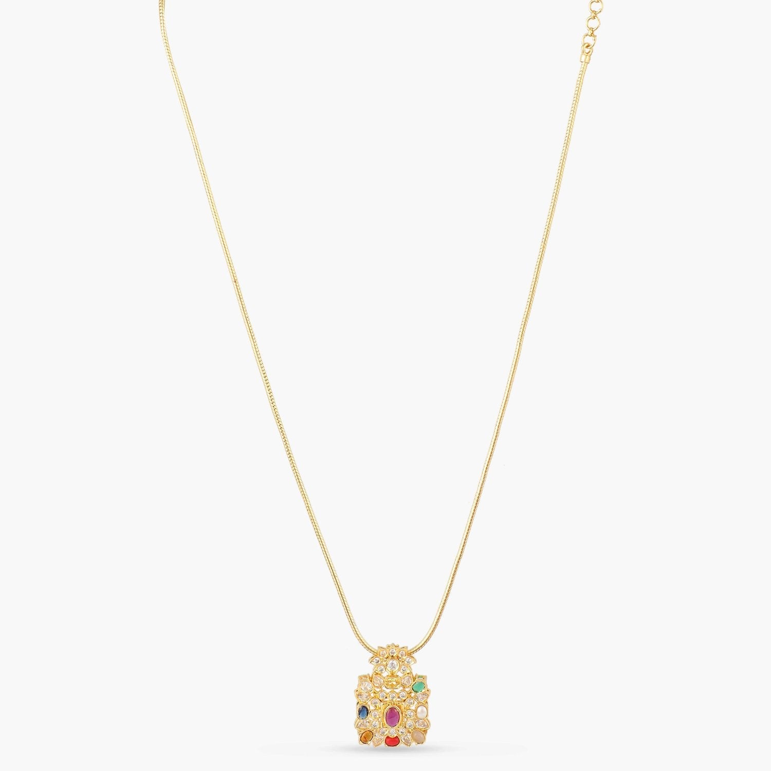 Pendants Radiant Harmony Navaratna Silver Pendant Necklace