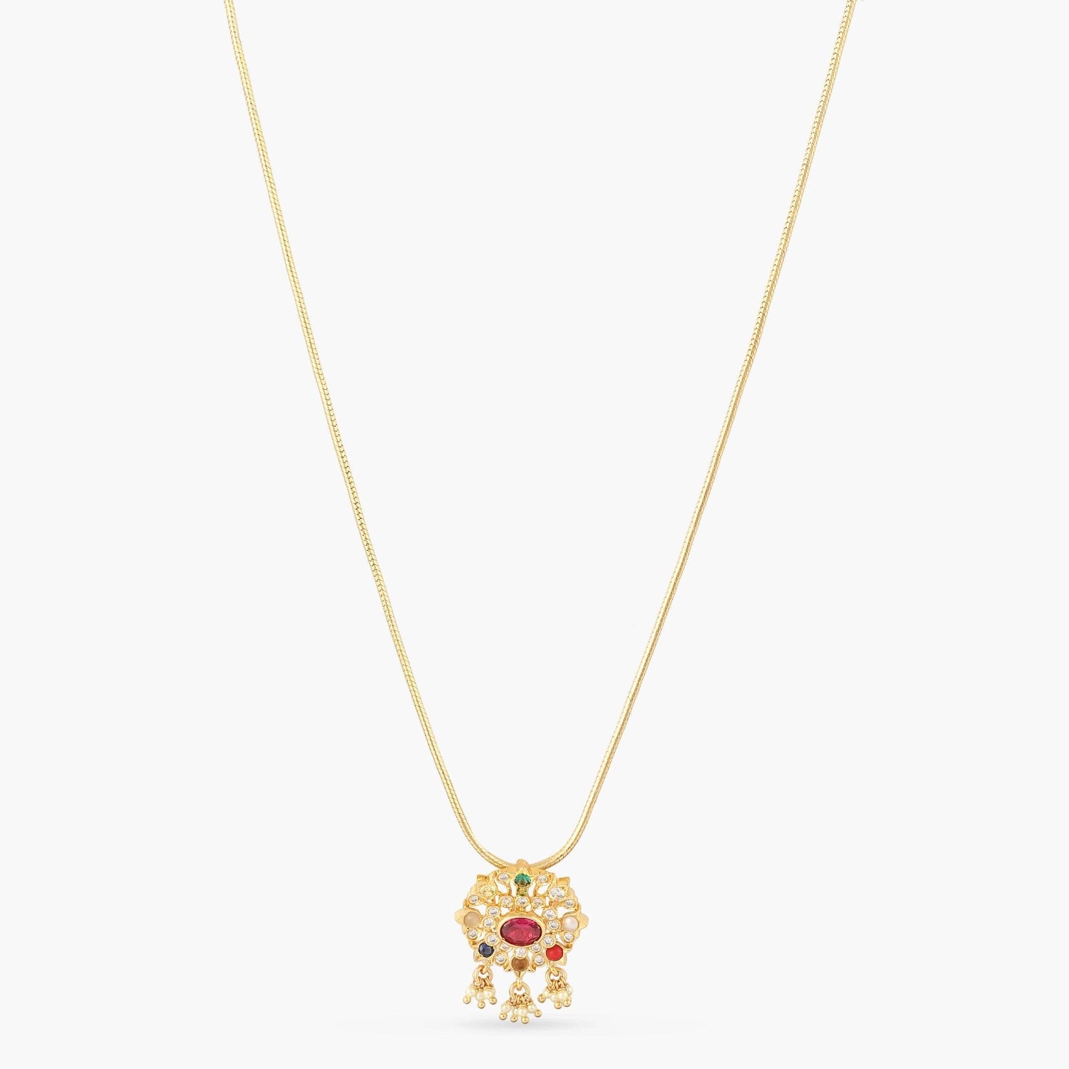 Pendants Radiance Navaratna Silver Pendant Necklace