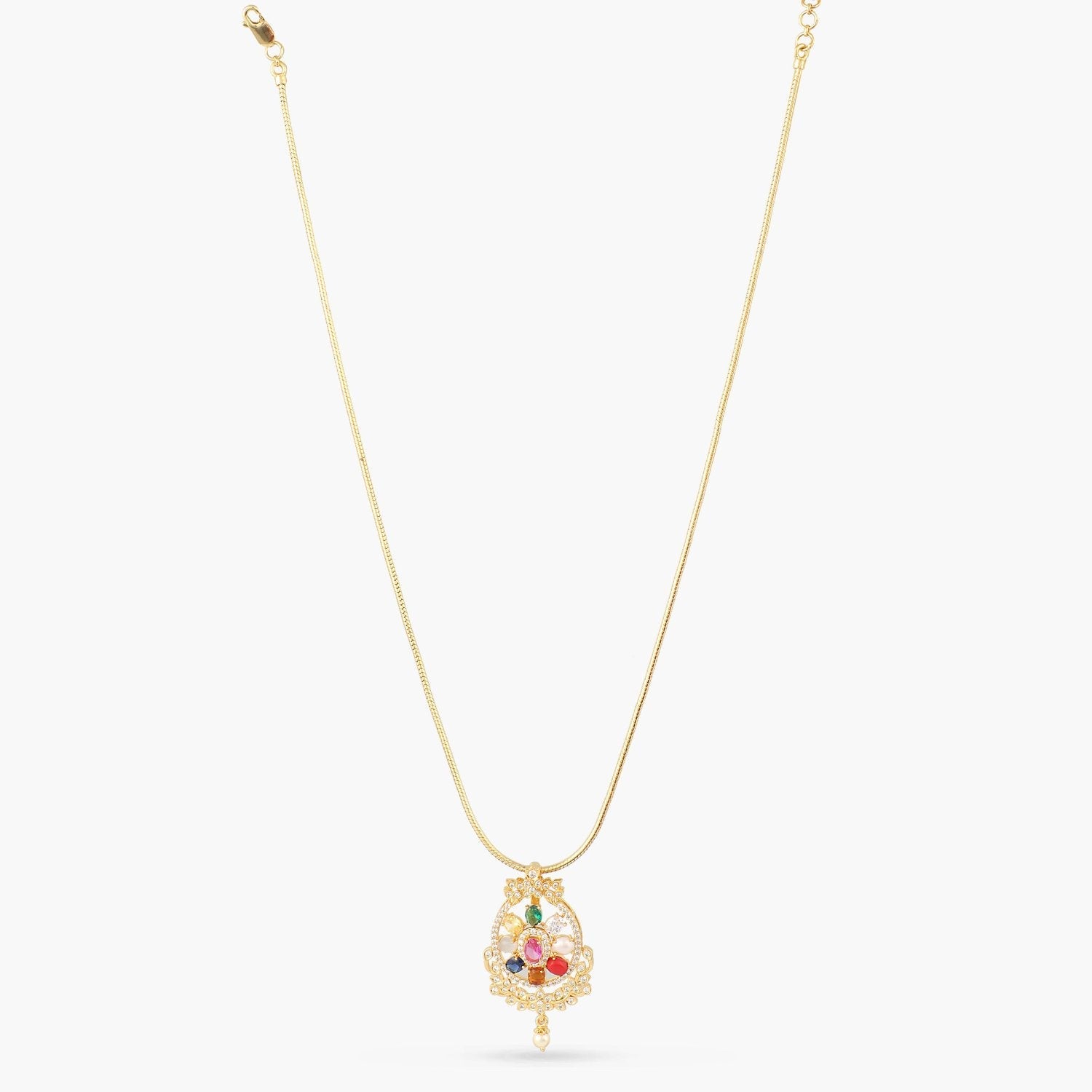 Pendants Vasudha Navaratna Silver Pendant Necklace
