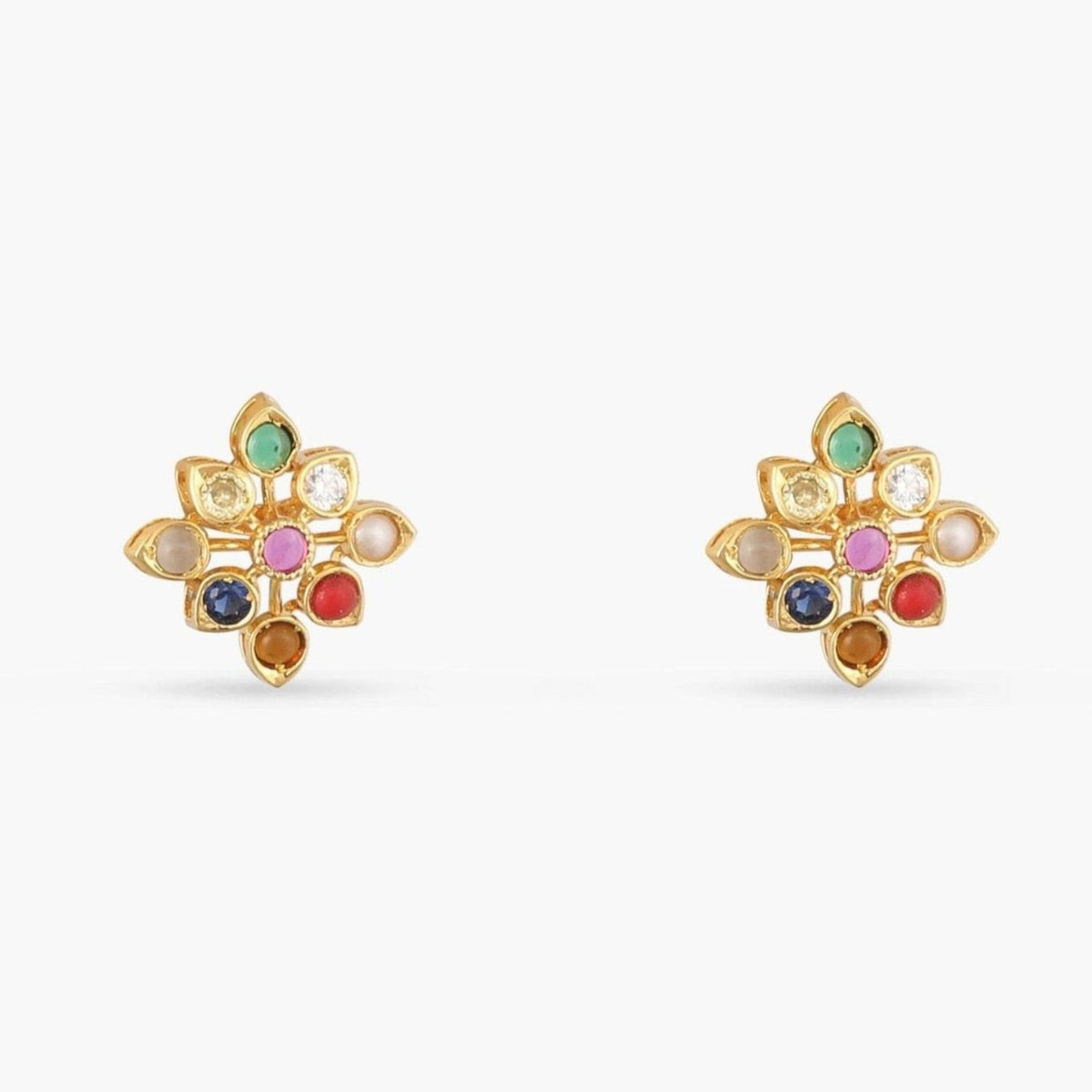 Navanya Navaratna Silver Stud Earrings