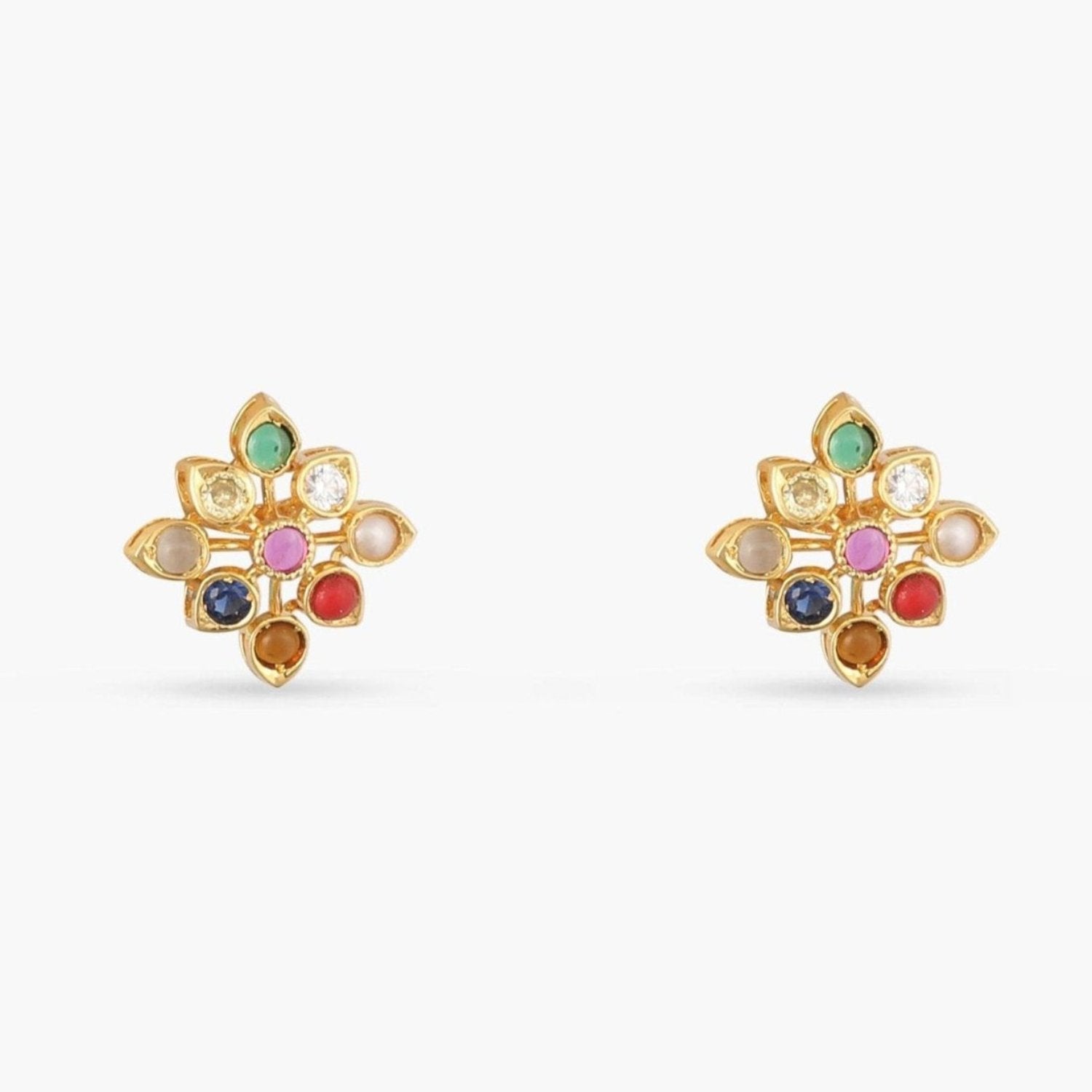 Earrings Navanya Navaratna Silver Stud Earrings