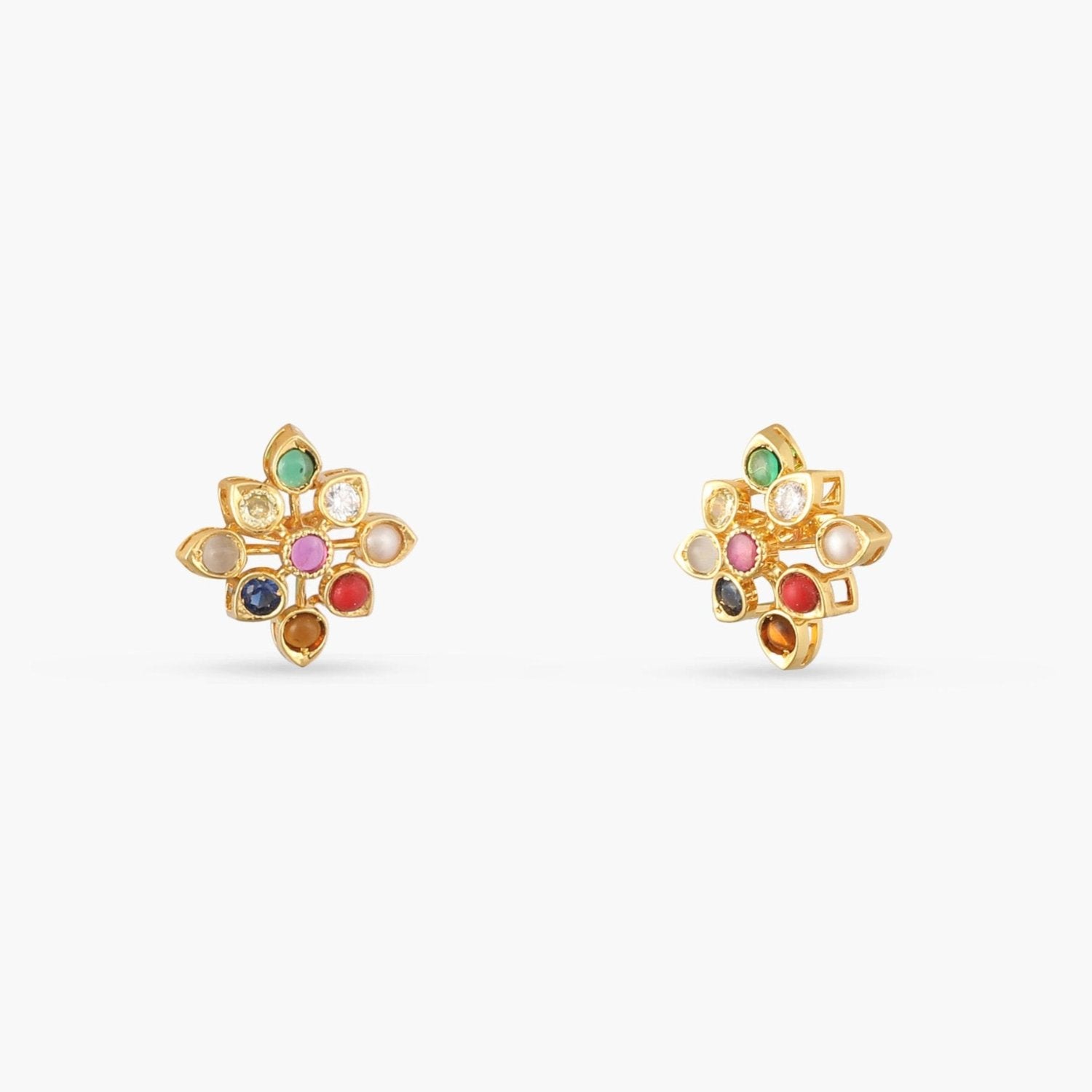 Navanya Navaratna Silver Stud Earrings