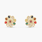 Earrings Floral Elegance Navaratna Stud Earrings