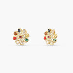 Earrings Floral Elegance Navaratna Stud Earrings