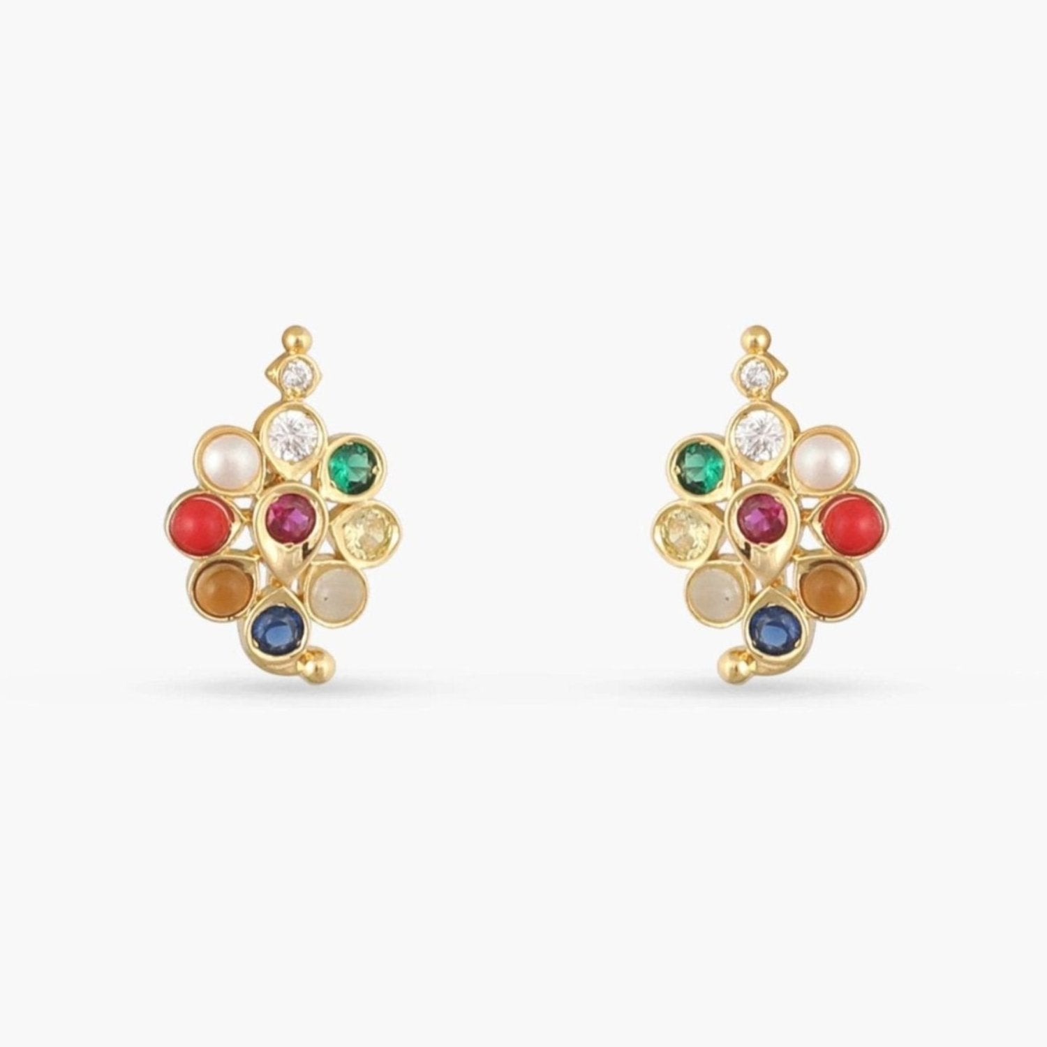 Earrings Pushpika Navaratna Silver Stud Earrings