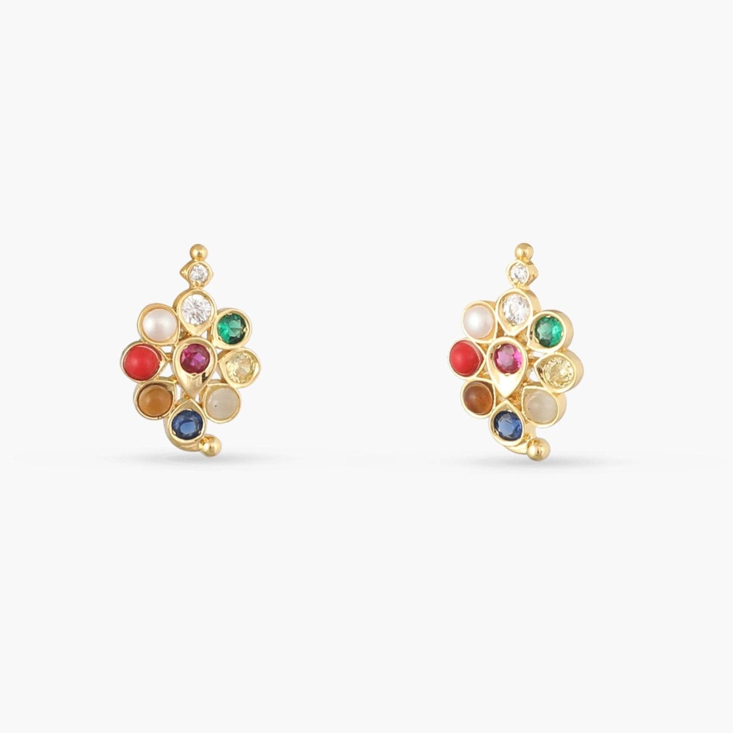 Earrings Pushpika Navaratna Silver Stud Earrings