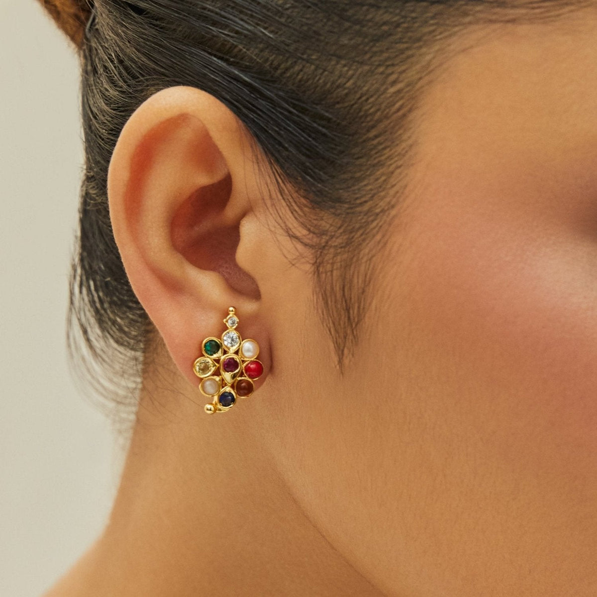 Earrings Pushpika Navaratna Silver Stud Earrings