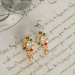 Earrings Navaratna Charm Silver Stud Earrings