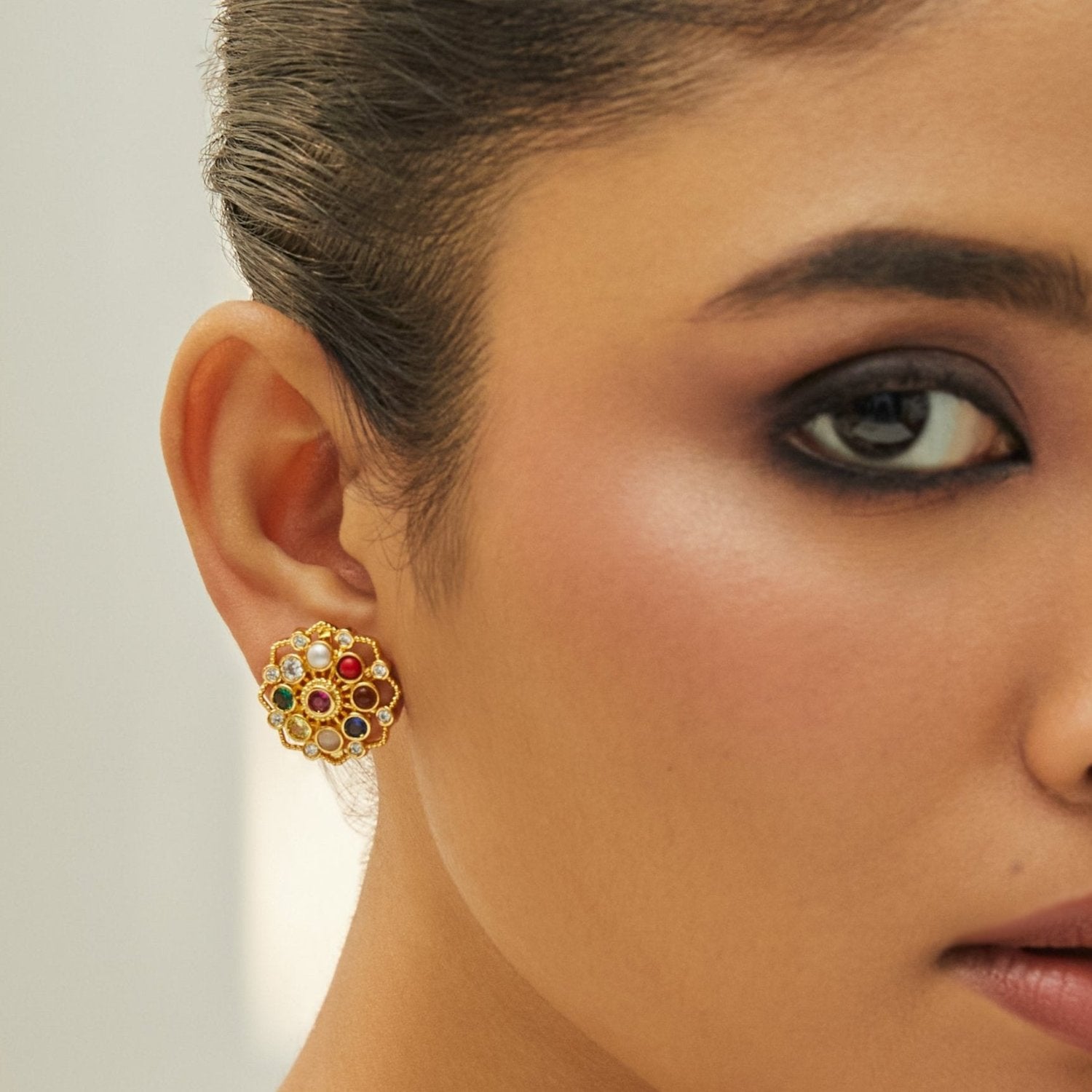 Earrings Pratima Navaratna Silver Stud Earrings