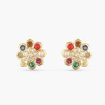 Earrings Navaratna Blossom Silver Stud Earrings
