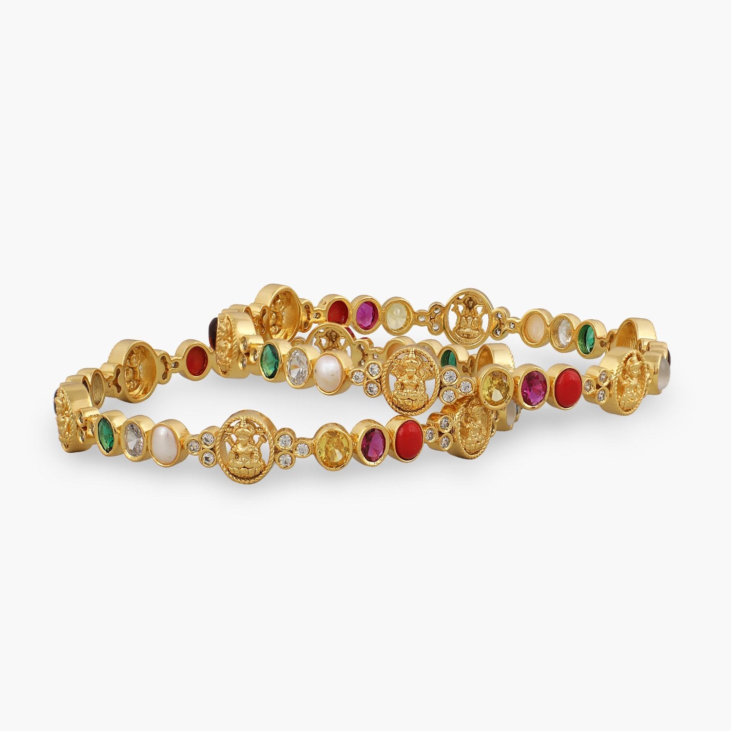 Lakshmi Navaratna Blessing Silver Bangles