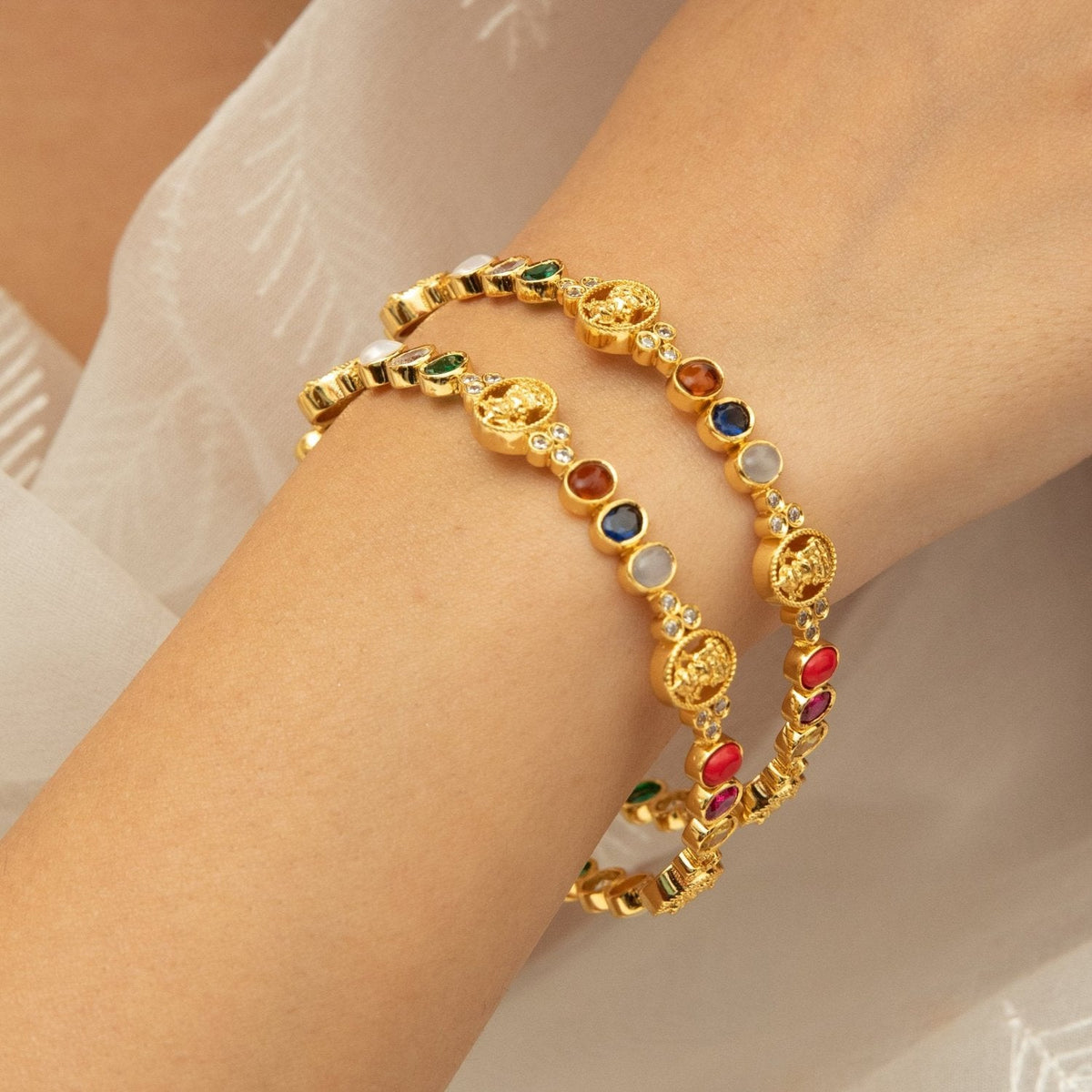Bangles Lakshmi Navaratna Blessing Silver Bangles