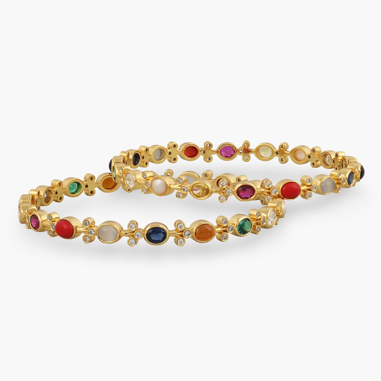 Shimmering Elegance Navaratna Silver Bangles