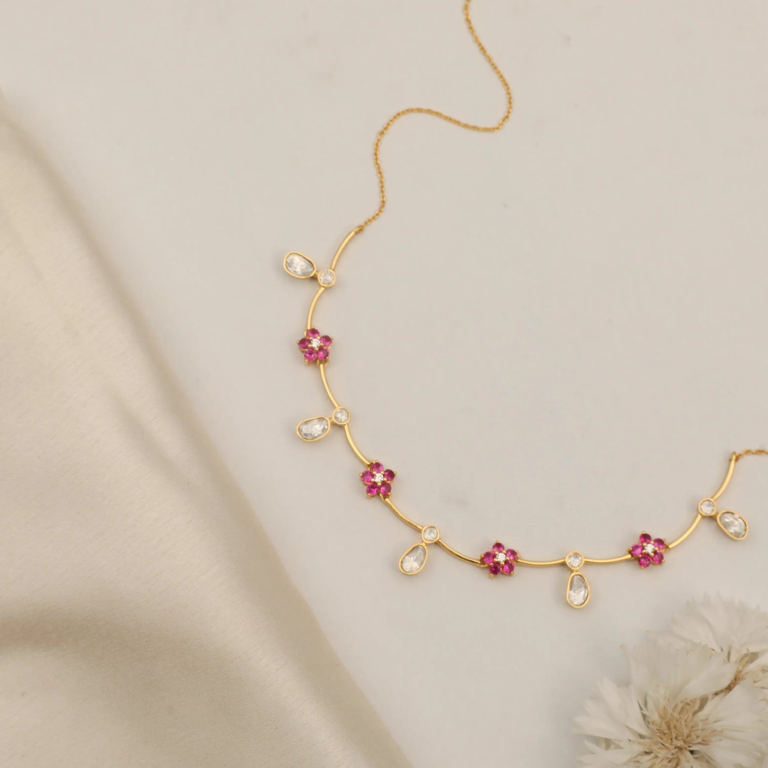 Necklace Twilight Moissanite Silver Floral Necklace