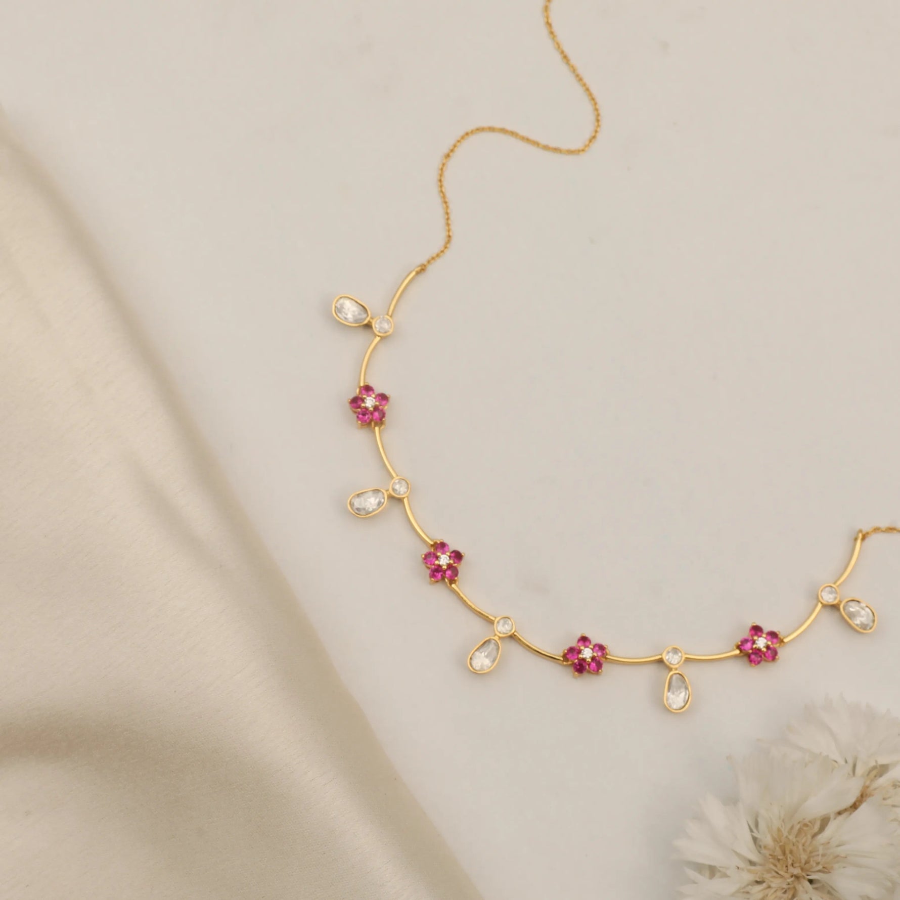 Necklace Twilight Moissanite Silver Floral Necklace