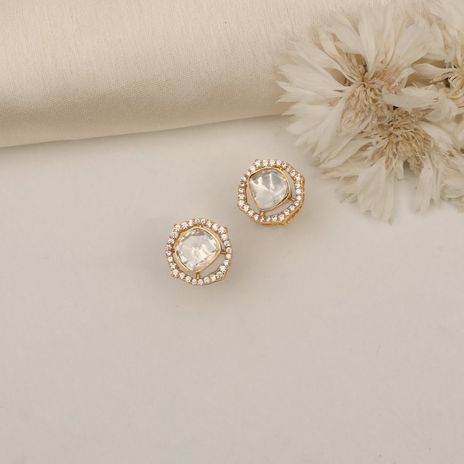 Starburst Moissanite Silver Stud Earrings