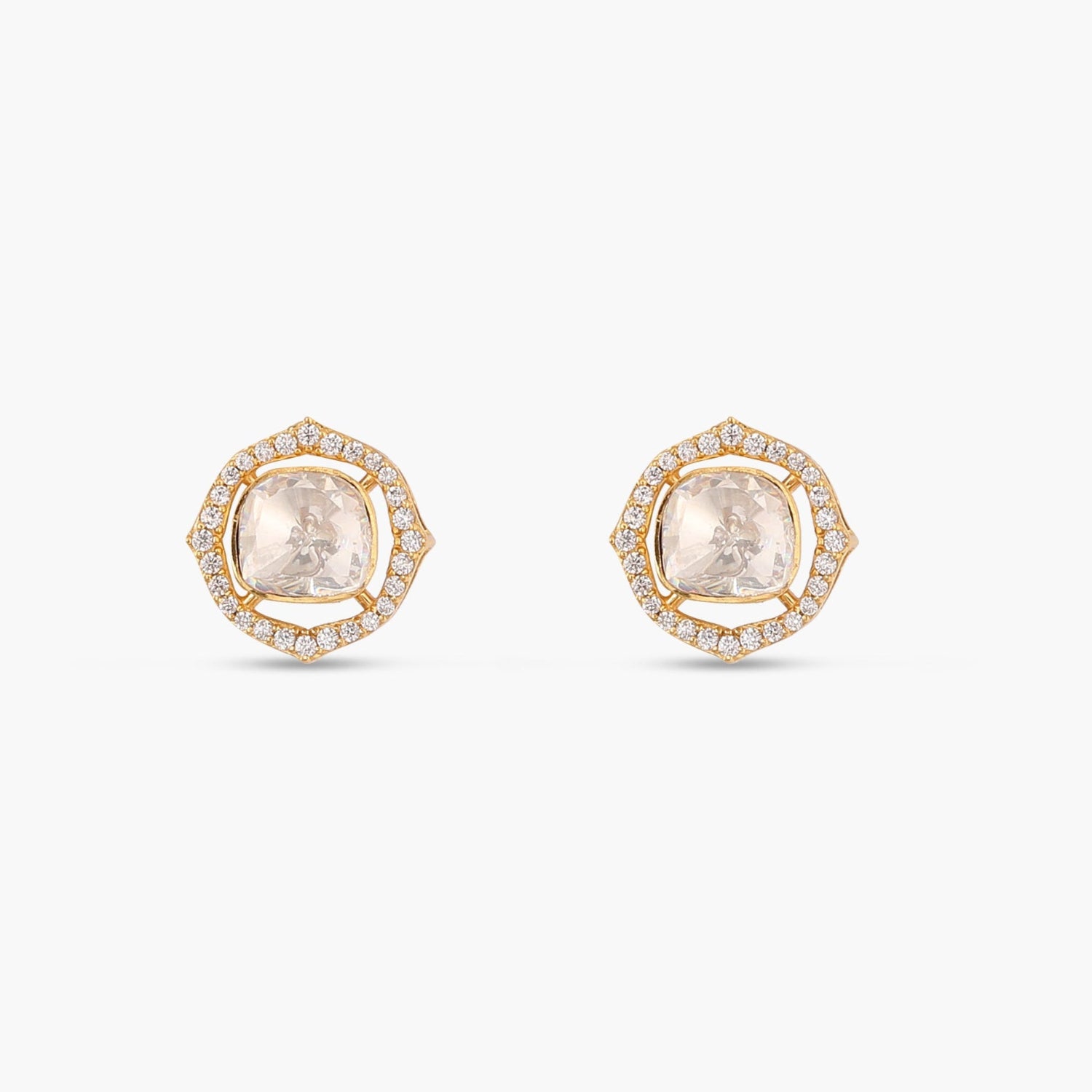 Starburst Moissanite Silver Stud Earrings