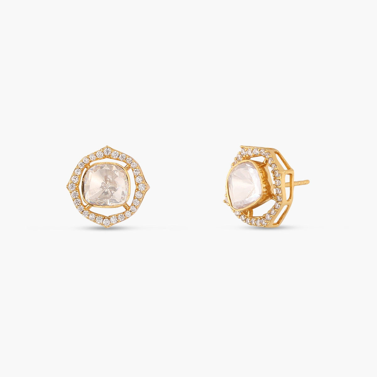 Starburst Moissanite Silver Stud Earrings