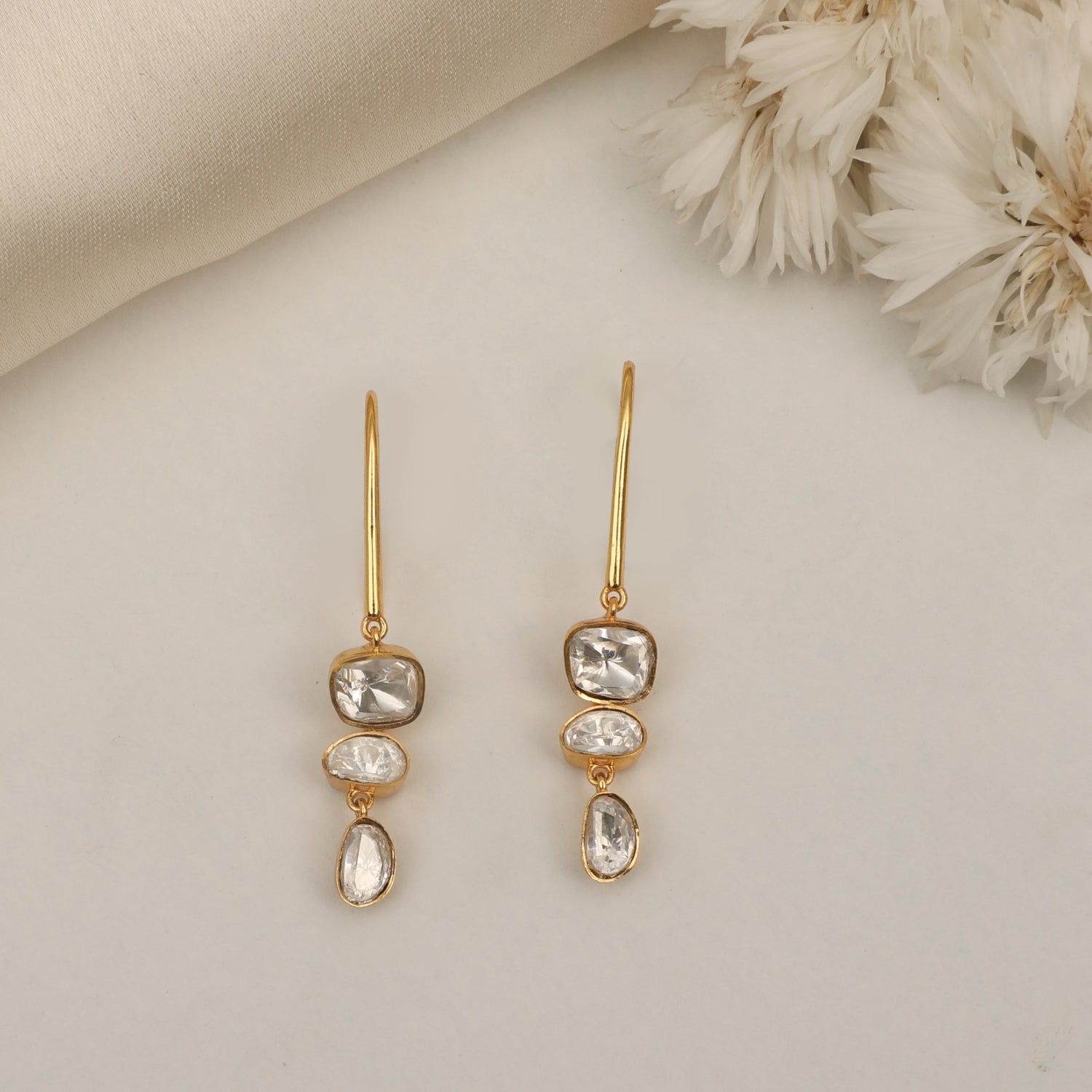 Ethereal Moissanite Silver Dangler Earrings