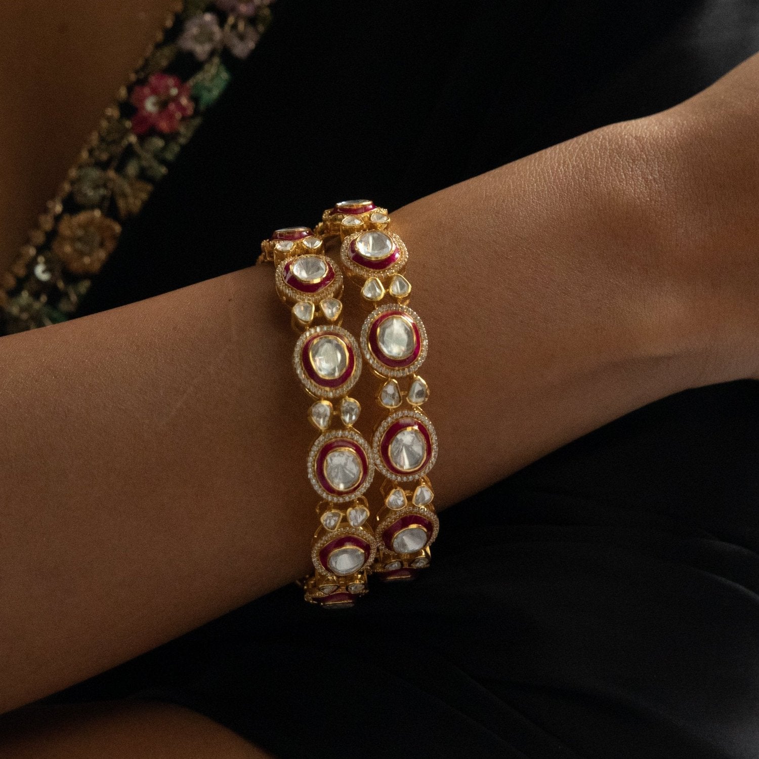 Bangles Red Elegance Moissanite Silver Bangles