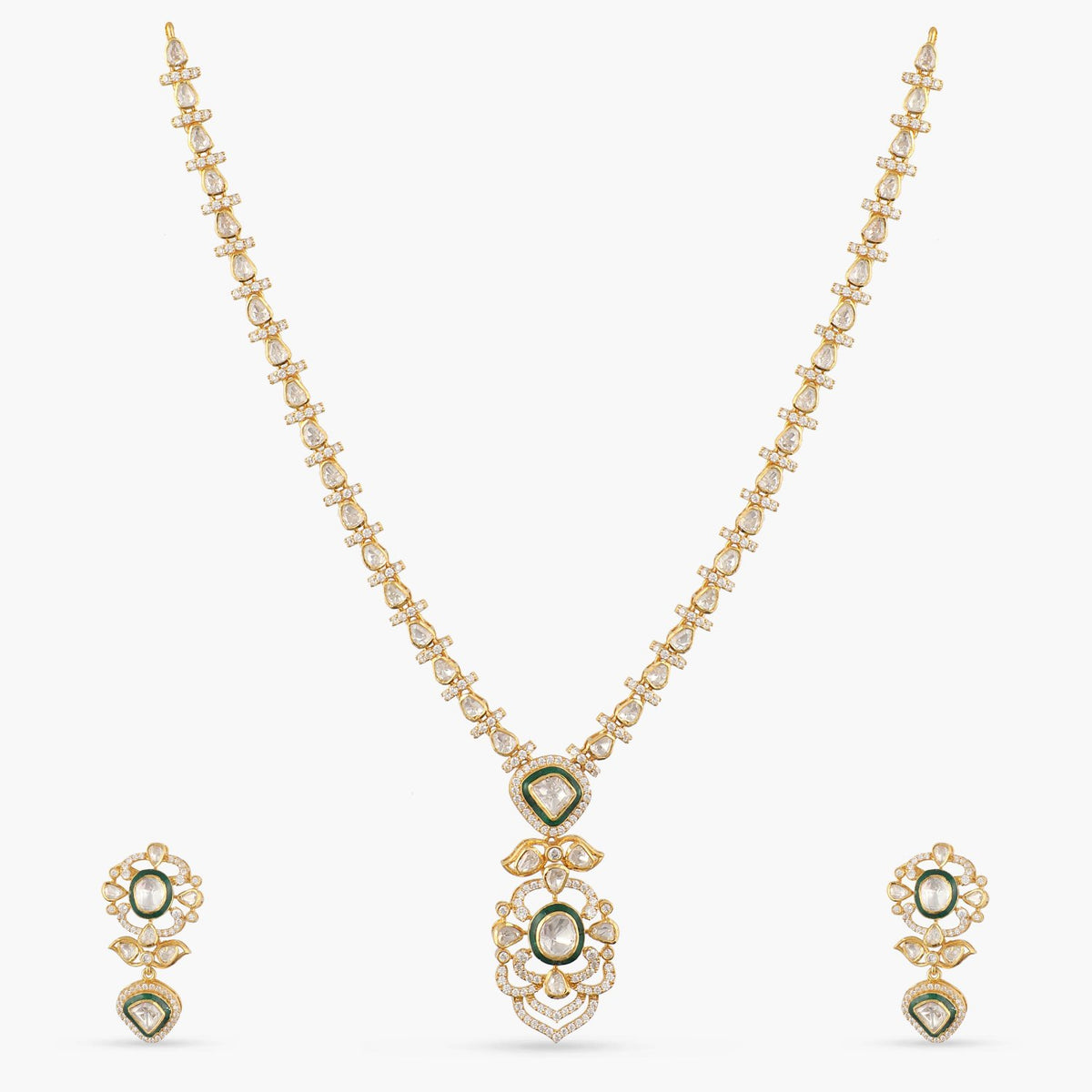 Vrinda Moissanite Silver Necklace Set