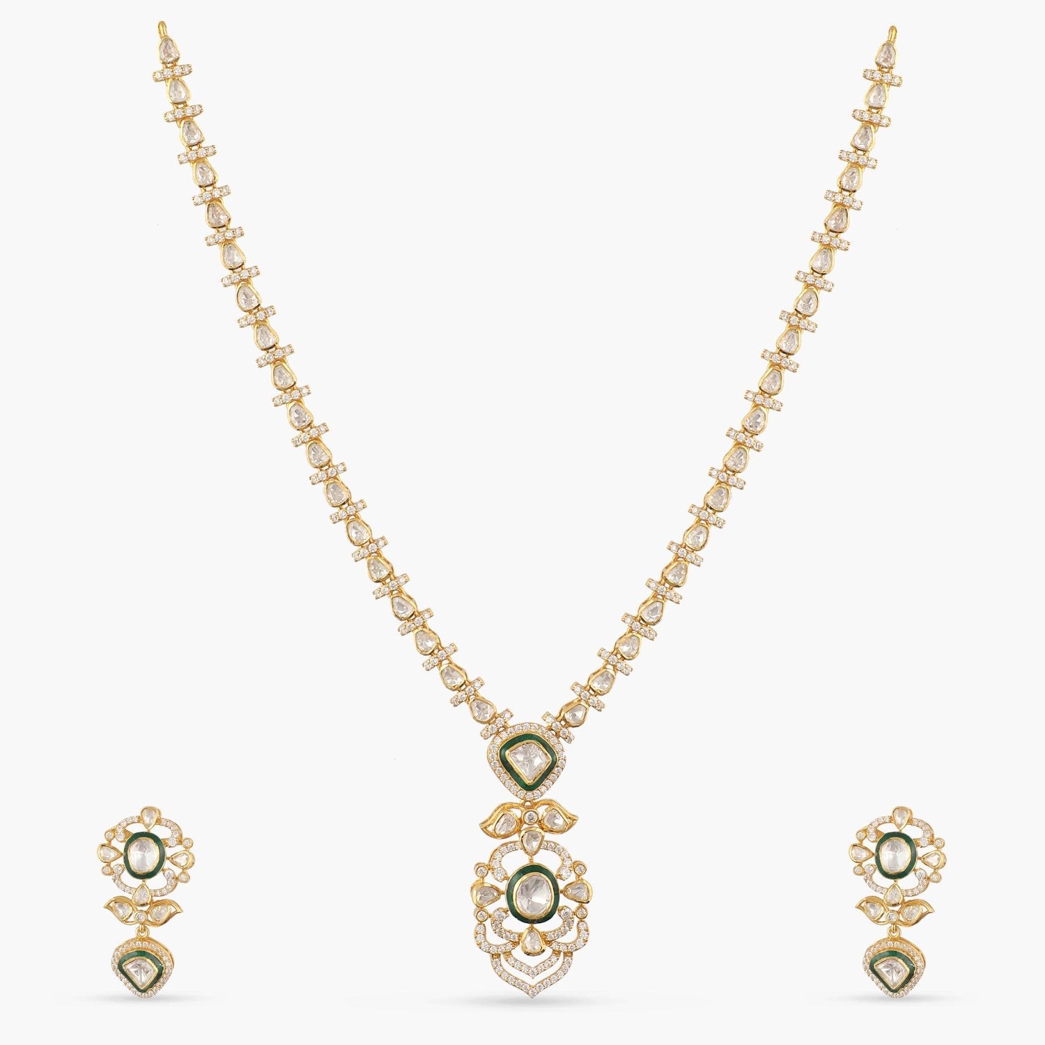 Necklace Vrinda Moissanite Silver Necklace Set