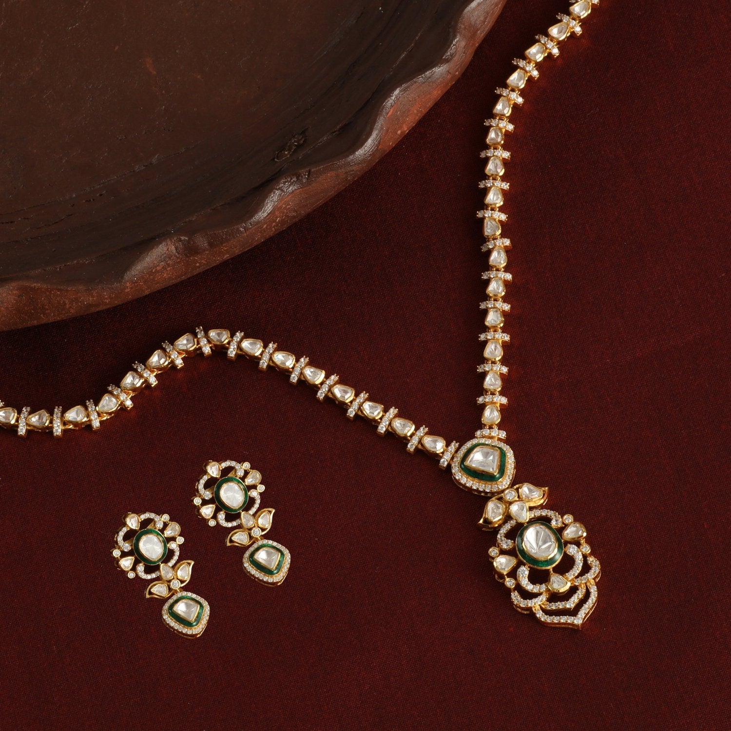 Necklace Vrinda Moissanite Silver Necklace Set