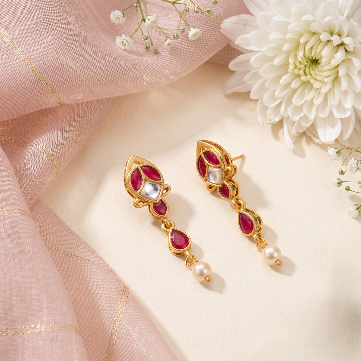 Earrings Parijat Jadau Silver Drop Earrings