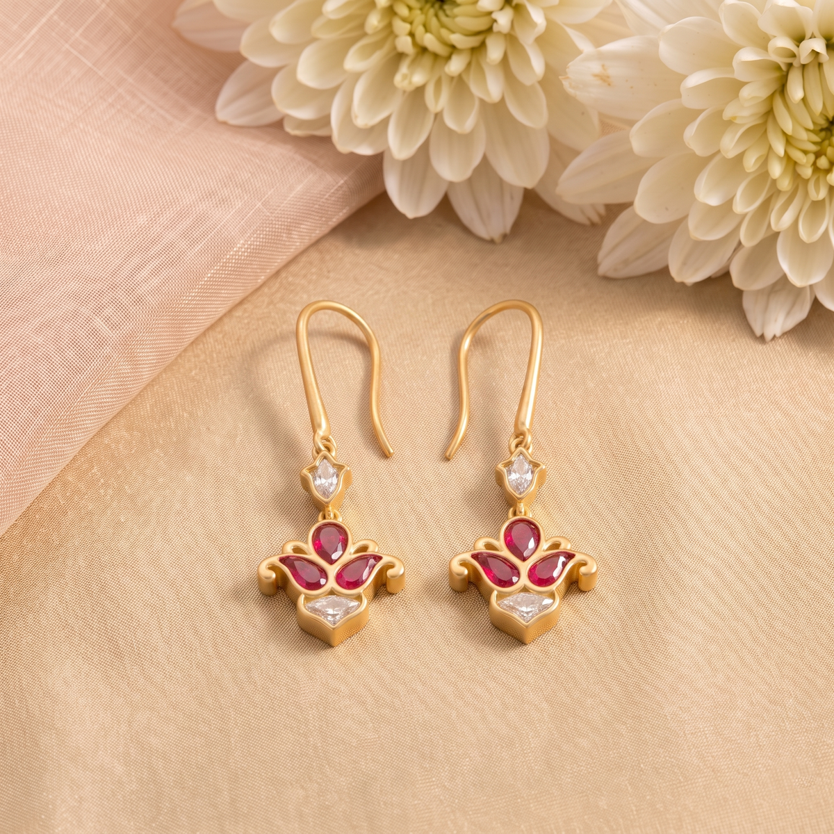 Earrings Malati Jadau Silver Drop Earrings