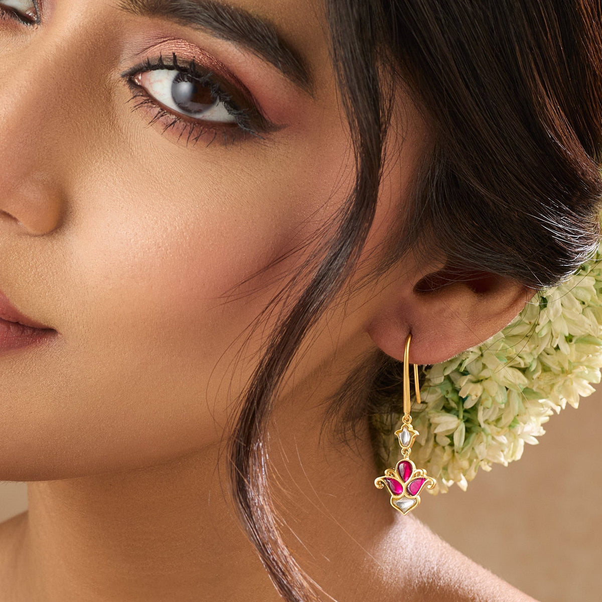  Malati Jadau Silver Hoop Earrings 