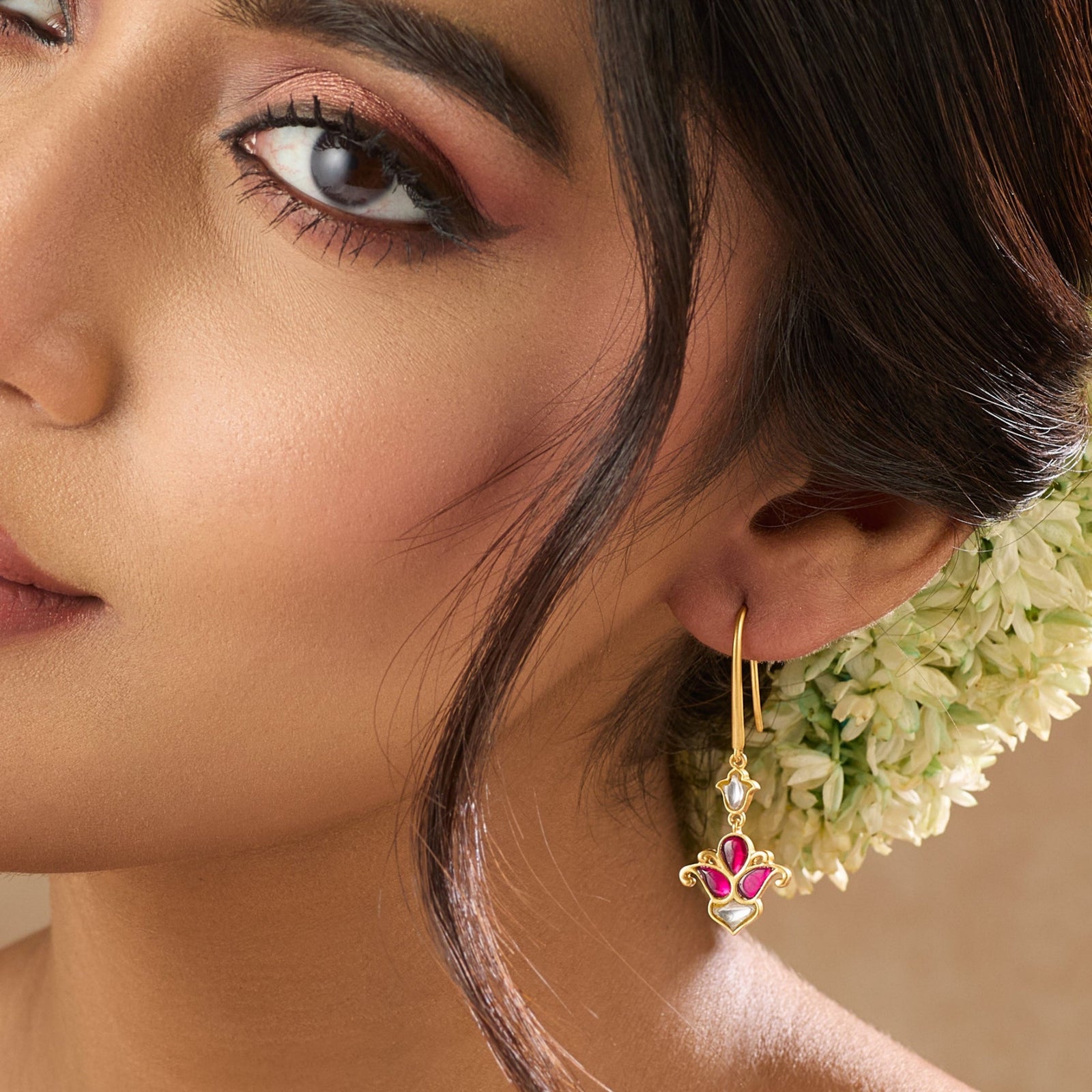  Malati Jadau Silver Hoop Earrings 